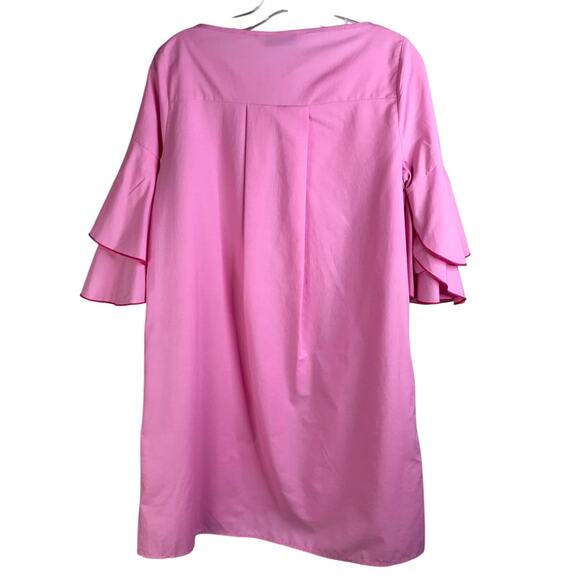 Zara Basic Mini Dress Wns Size M Pink Ruffle Short Sleeve Barbie Simple Feminine - Picture 2 of 8